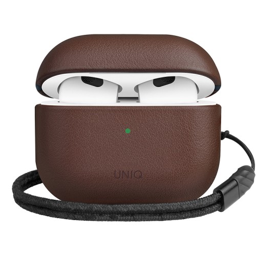 Чехол Uniq Terra Genuine Leather with wrist strap для AirPods 3 (2021), коричневый