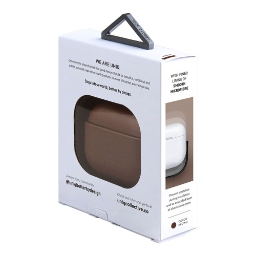 Чехол Uniq Terra Genuine Leather with wrist strap для AirPods 3 (2021), коричневый