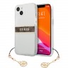 Чехол Guess 4G Stripe Hard Transparent +Gold charm для iPhone 13