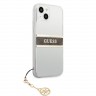 Чехол Guess 4G Stripe Hard Transparent +Gold charm для iPhone 13