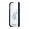Чехол U.S. Polo Horse logo Hard Transparent для iPhone 13 Pro, синяя рамка