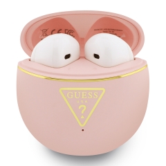 Guess Наушники TWS Bluetooth Round with Printed Triangle logo Pink