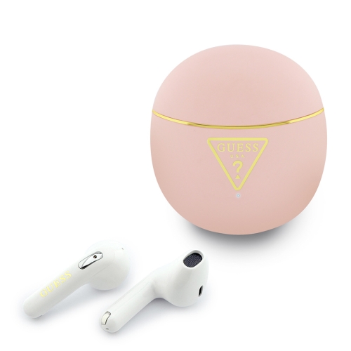 Guess Наушники TWS Bluetooth Round with Printed Triangle logo Pink