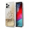 Чехол Guess Liquid glitter 4G Big logo Hard для iPhone 12 Pro Max, золотой