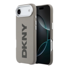 DKNY для iPhone Air чехол PU Full Wrapped leather Verical logo Metal Cam Hard Beige (MagSafe)