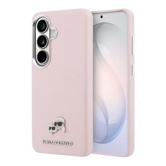 Karl Lagerfeld для Galaxy S26 чехол PU Saffiano FW Karl&amp;Choup Heads metal &amp;Cam Hard Pink (MagSafe)