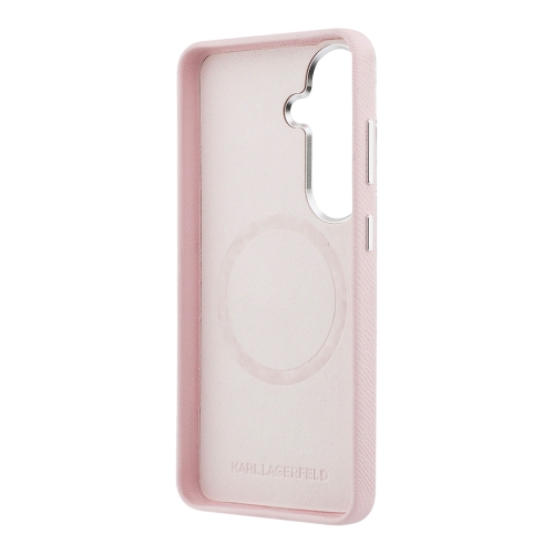 Karl Lagerfeld для Galaxy S26 чехол PU Saffiano FW Karl&Choup Heads metal &Cam Hard Pink (MagSafe)