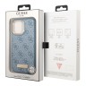 Чехол Guess PU 4G Plate metal logo Hard для iPhone 13 Pro, голубой (Magsafe)