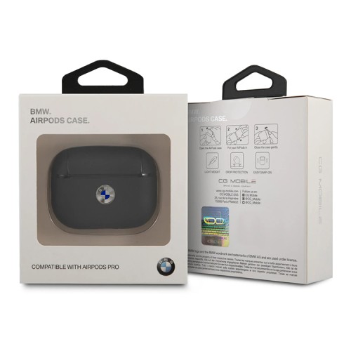 Чехол BMW Signature leather with Metal logo для AirPods Pro, синий (BMAPSSLNA)