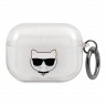 Чехол Karl Lagerfeld TPU Glitters with ring Choupette Transparent для Airpods Pro, серебристый
