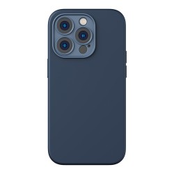 Чехол Baseus Liquid Silica Gel Magnetic case +Tempered glass для iPhone 14 Pro Max, синий (MagSafe)