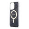 Чехол Guess Marble Hard для iPhone 14 Pro Max, черный/золотой (MagSafe)