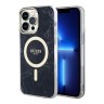 Чехол Guess Marble Hard для iPhone 14 Pro Max, черный/золотой (MagSafe)