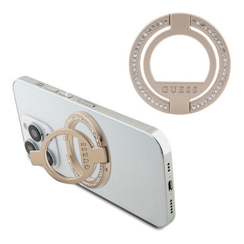Guess кольцо-держатель MagSafe Metal Ring stand Diamond Rhinestones Gold