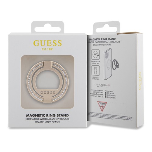 Guess кольцо-держатель MagSafe Metal Ring stand Diamond Rhinestones Gold