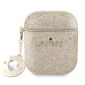 Guess для Airpods 1/2 чехол Fixed Glitters with Heart Diamond charm Light Gold