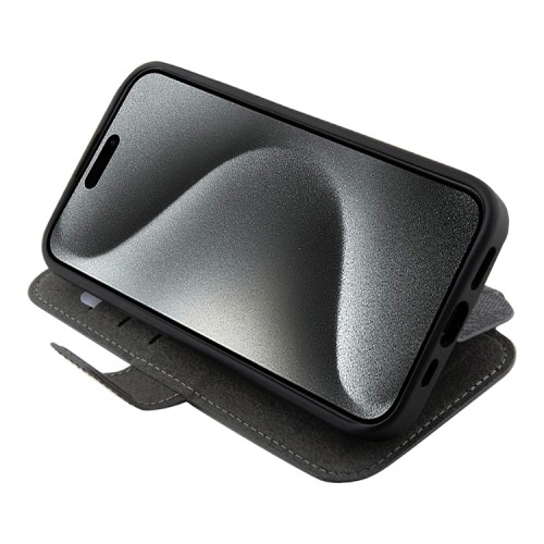 Guess для iPhone 15 Pro чехол PU 4G Big metal logo Booktype Grey