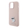 Karl Lagerfeld для iPhone 15 Pro Max чехол Liquid silicone NFT Choupette metal pin Hard Pink
