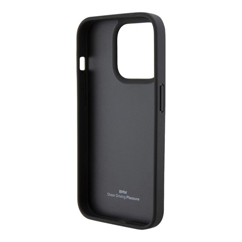 BMW для iPhone 15 Pro Max чехол Signature Leather Hot stamp lines Hard Black