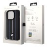 BMW для iPhone 15 Pro Max чехол Signature Leather Hot stamp lines Hard Black