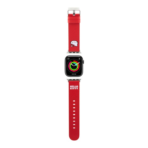 Hello Kitty для Apple Watch 42-41-40 mm ремешок PU Grained leather 3D Rubber Kitty Head Red