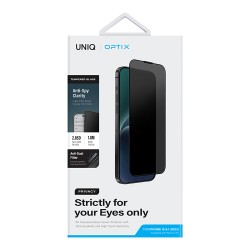 Uniq стекло для iPhone 15/14 Pro OPTIX Privacy (Антишпион) Clear/Black (+installer)