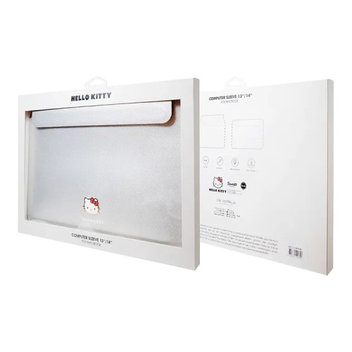 Hello Kitty для ноутбуков 13"/14" чехол Sleeve PU Grained leather Metal Kitty Head Silver