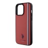 U.S. Polo для iPhone 15 Pro Max чехол PU Double horse logo and Tricolor line Hard Red