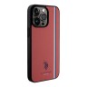 U.S. Polo для iPhone 15 Pro Max чехол PU Double horse logo and Tricolor line Hard Red