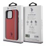 U.S. Polo для iPhone 15 Pro Max чехол PU Double horse logo and Tricolor line Hard Red