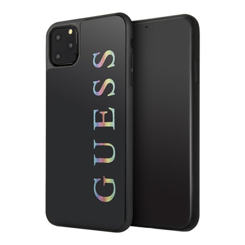 Чехол Guess Iridescent Glitter logo Hard Multicolor для iPhone 11 Pro Max, черный