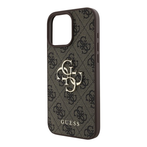 Guess для iPhone 16 Pro Max чехол PU кожа 4G Big metal logo Brown