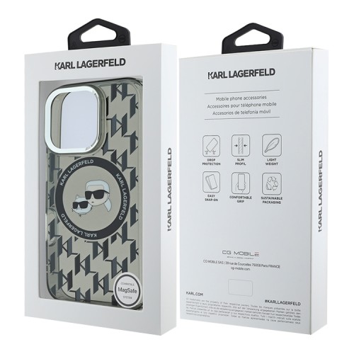 Karl Lagerfeld для iPhone 16 Pro чехол PC/TPU Monogram NFT Karl&Choupette Black (MagSafe)