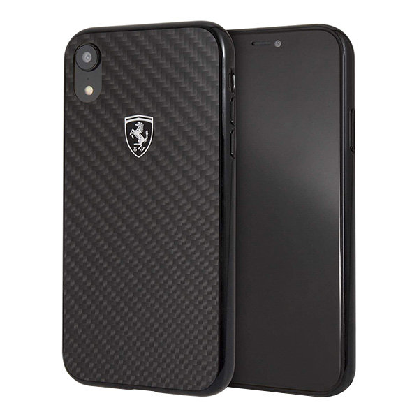 Чехол Ferrari Heritage Real Carbon Hard для iPhone XR, черный