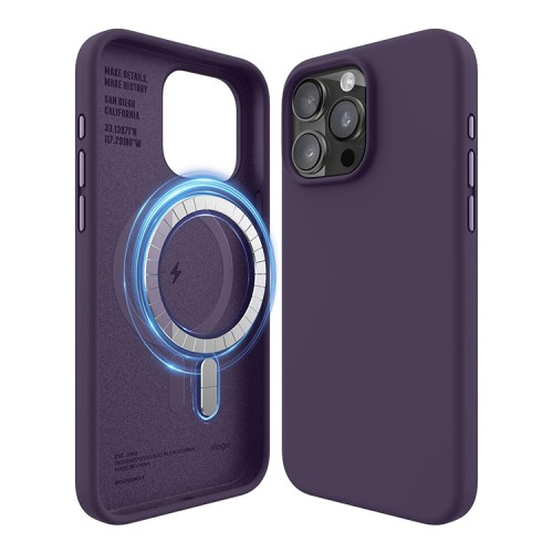 Elago для iPhone 15 Pro чехол Soft silicone (Liquid) Deep Purple (MagSafe)