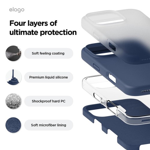 Elago для iPhone 16 Pro чехол Soft silicone (Liquid) Jean Indigo