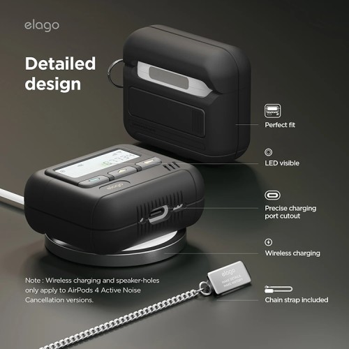 Elago для AirPods 4 чехол Unique Pager Hang case Black