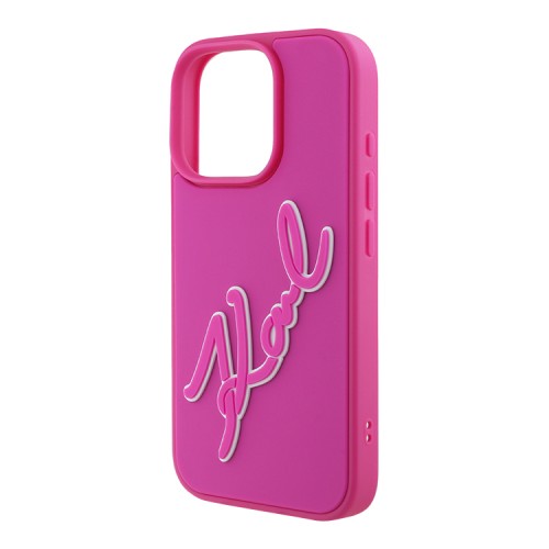 Karl Lagerfeld для iPhone 16 Pro чехол 3D Rubber Bicolor Signature Hard Fuchsia