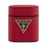 Guess Saffiano PU leather case with metal logo для Airpods 1/2, красный GUACA2VSATMLRE