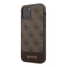 Чехол Guess 4G Stripe Metal logo Hard для iPhone 12 | 12 Pro, коричневый