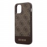 Чехол Guess 4G Stripe Metal logo Hard для iPhone 12 | 12 Pro, коричневый