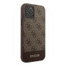Чехол Guess 4G Stripe Metal logo Hard для iPhone 12 | 12 Pro, коричневый