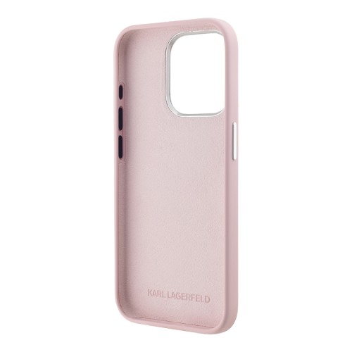 Karl Lagerfeld для iPhone 15 Pro Max чехол Liquid Silicone Metal Logo Initials Hard Pink