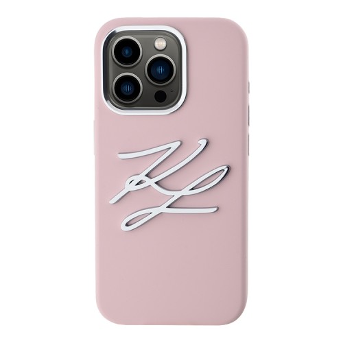 Karl Lagerfeld для iPhone 15 Pro Max чехол Liquid Silicone Metal Logo Initials Hard Pink