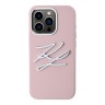 Karl Lagerfeld для iPhone 15 Pro Max чехол Liquid Silicone Metal Logo Initials Hard Pink