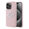Karl Lagerfeld для iPhone 15 Pro Max чехол Liquid Silicone Metal Logo Initials Hard Pink