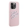 Karl Lagerfeld для iPhone 15 Pro Max чехол Liquid Silicone Metal Logo Initials Hard Pink