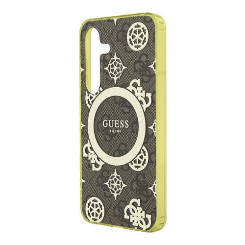 Guess для Galaxy S25 чехол PC/TPU 4G Peony Hard Brown (MagSafe)