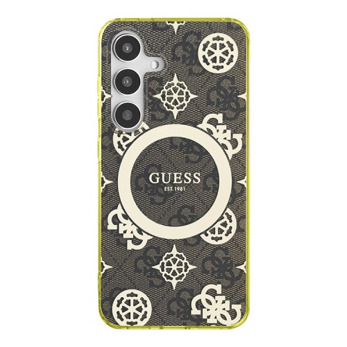 Guess для Galaxy S25 чехол PC/TPU 4G Peony Hard Brown (MagSafe)
