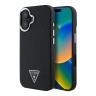 Guess для iPhone 16 чехол PU Grained leather Triangle metal logo Hard Black (MagSafe)